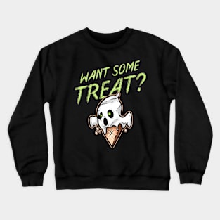 Want Some Treat Scary Cute Ghost Ice Cream Halloween Crewneck Sweatshirt